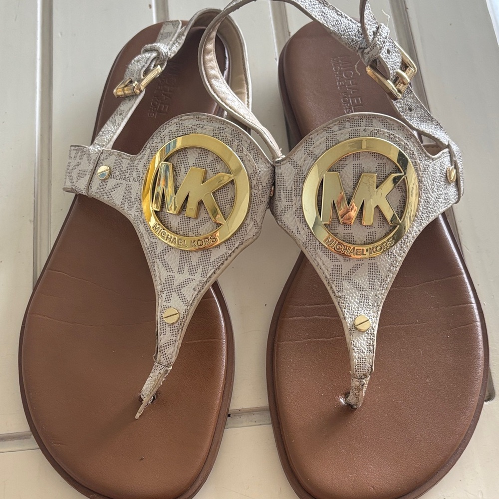 Michael Kors Gold and Cream Sandals